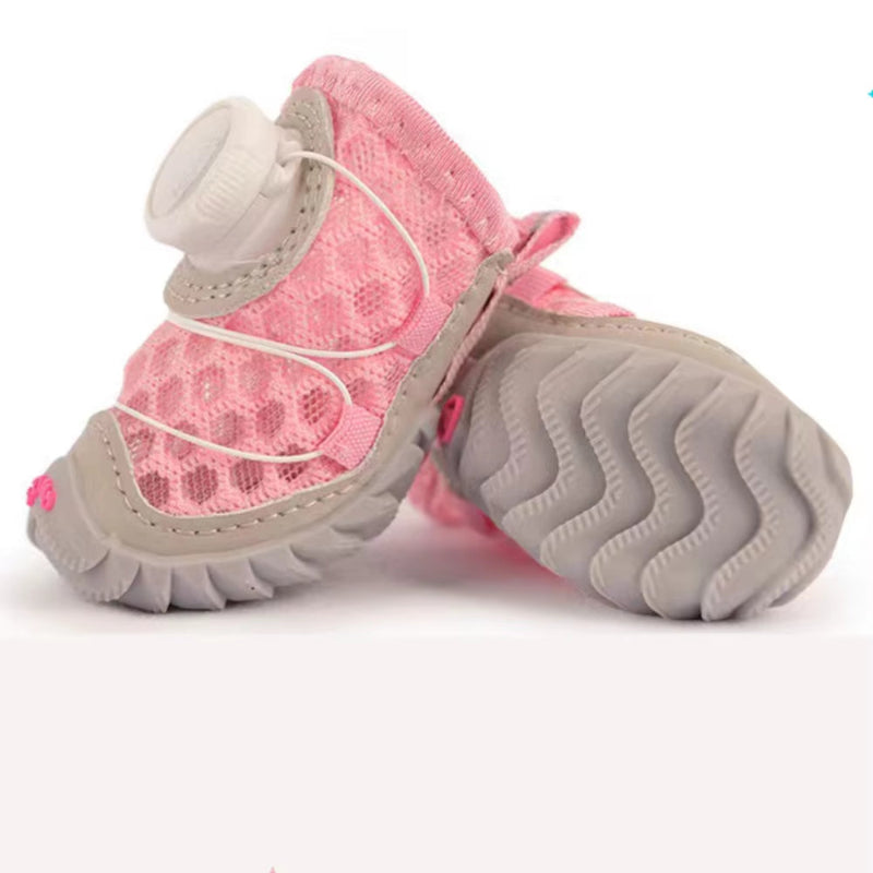 4Pcs/Set Protecting Breathable Dog Mesh Shoes Adjustable Anti-Slip Dog Footwear Soft Sole Thin Dog Sneakers Summer Season